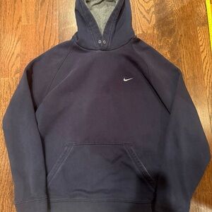 Nike Men's Navy Hoodie mini swoosh Y2K xl